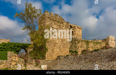 Il Castello dei Crociati Byblos Jbeil in Libano medio oriente Foto Stock