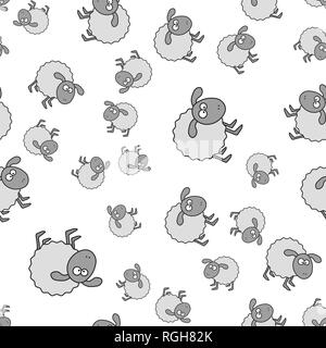 Agnelli seamless pattern in stile cartoon. Su sfondo bianco, illustrazione vettoriale. Illustrazione Vettoriale