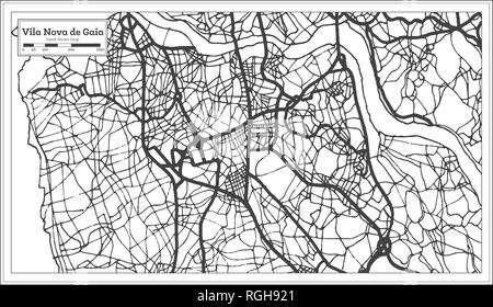 Vila Nova de Gaia Portogallo Mappa della città in stile retrò. Mappa di contorno. Illustrazione Vettoriale. Illustrazione Vettoriale