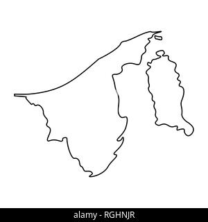 Mappa di Brunei - contorno. Silhouette di Brunei mappa immagine Foto Stock