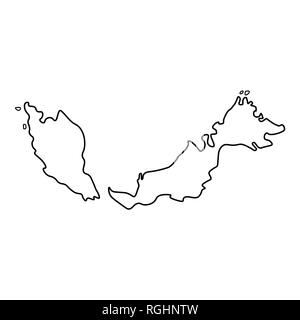 Mappa di Malesia - contorno. Silhouette di Malaysia mappa immagine Foto Stock