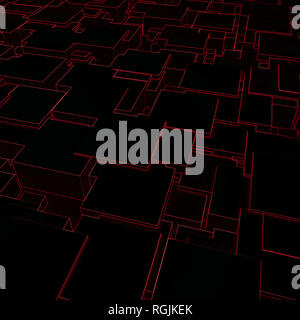 Calcolatore vergine generate linee rosse pattern sfondo astratto Foto Stock