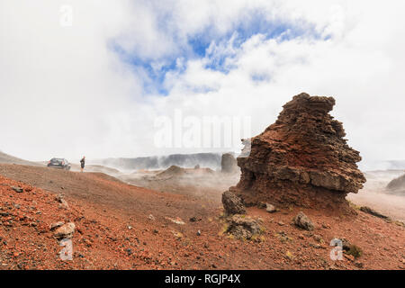 Reunion, Reunion, il Parco Nazionale del Piton de la Fournaise, Route du volcan, turistico a La Plaine des Sables Foto Stock