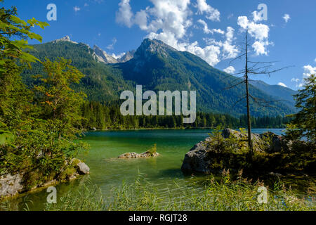 In Germania, in Baviera, Baviera, Berchtesgadener Land, Ramsau, Parco Nazionale di Berchtesgaden e il Lago Hintersee, Hochkalter mountain Foto Stock