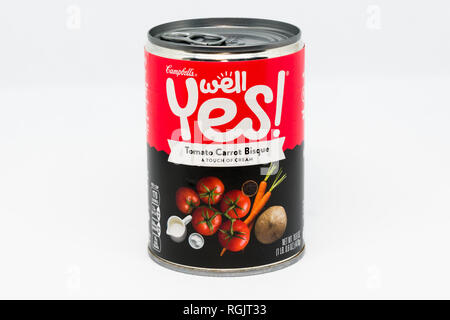 ST. PAUL, MN/STATI UNITI D'America - 27 gennaio 2019: Campbell's ben sì il pomodoro carota Bisque zuppa. Foto Stock