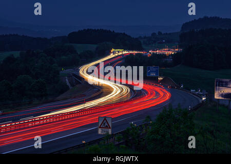 Germania, luci di posizione posteriori su autostrada Foto Stock