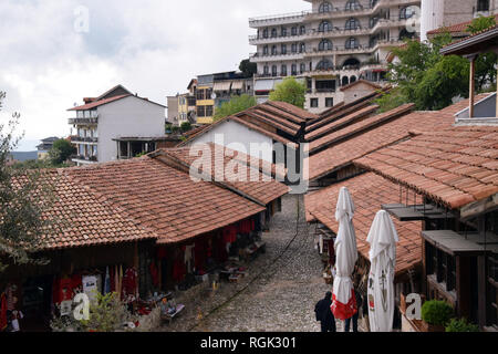 Il bazar tradizionale nella città di Kruja. Kruje, Albania Foto Stock