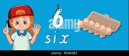 Numero sei iscritto illustrazione di tastatura Illustrazione Vettoriale