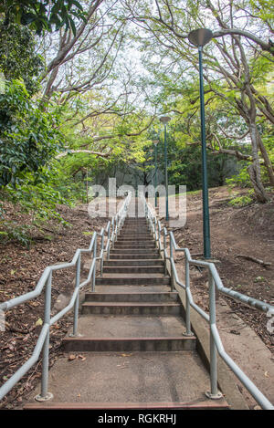 Darwin, Northern Territory, Australia-October 8,2017: collina ripida scala attraverso la foresta pluviale tropicale la crescita a Darwin, in Australia Foto Stock