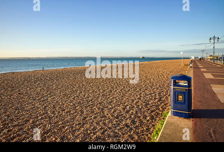 Una cucciolata bin sul lungomare di Southsea beach, Portsmouth Foto Stock