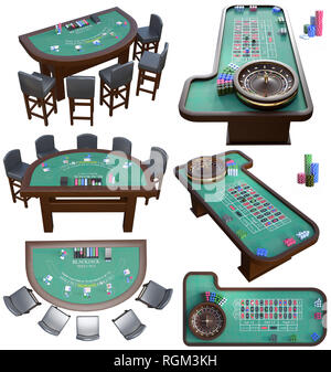 Casino tabelle rendering 3D Foto Stock