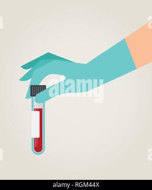 Mano che tiene il tubo di prova. helthcare e illustrazione medica Illustrazione Vettoriale