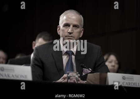 Washington, Distretto di Columbia, Stati Uniti d'America. 29 gen, 2019. National Geospatial-Intelligence Agency regista Robert CARDILLO testimonia davanti al Senato audizione di Intelligence sulle minacce a livello mondiale nel 2019 Credit: Douglas Christian/ZUMA filo/Alamy Live News Foto Stock