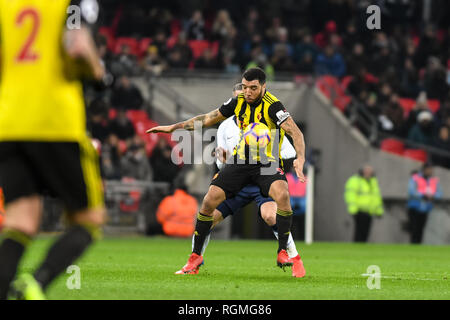 Londra, Regno Unito. 30 gen, 2019. Troy Deeney di Watford durante il match di Premier League tra Tottenham Hotspur e Watford allo Stadio di Wembley a Londra, Inghilterra il 30 gennaio 2019. Foto di Adamo di Loreto. Solo uso editoriale, è richiesta una licenza per uso commerciale. Nessun uso in scommesse, giochi o un singolo giocatore/club/league pubblicazioni. Credit: UK Sports Pics Ltd/Alamy Live News Foto Stock