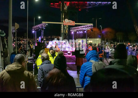 Glasgow, Scotland, Regno Unito. 30 Gennaio 2019: Il XXII Rallye Montecarlo Historique inizia da Clydebank. Credito: Berretto Alamy/Live News Foto Stock