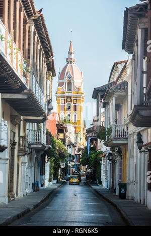 La Colombia, Cartagena, città vecchia, architettura coloniale Foto Stock
