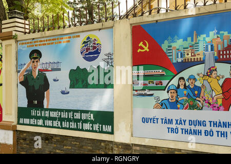 Propganda bilboards in Ho Chi Minh, Vietnam Foto Stock