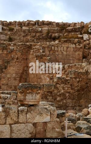 Herodium Herodion, Fortezza di Erode il Grande, vista del territorio palestinese Foto Stock