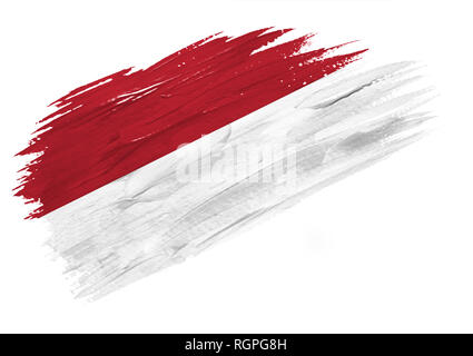 Dipinta a pennello bandiera dell'Indonesia. Disegnato a mano illustrazione dello stile Foto Stock