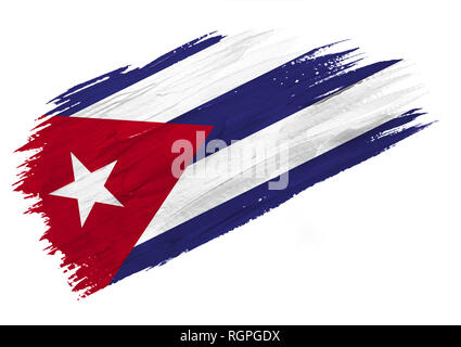 Dipinta a pennello bandiera di Cuba. Disegnato a mano illustrazione dello stile Foto Stock