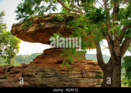 Famosa attrazione turistica "ombrello" di pietra (vicino alle cascate Boti) in Ghana, 2018 Foto Stock