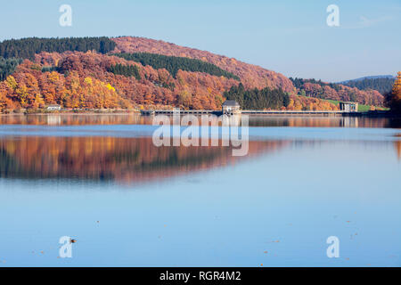 Serbatoio Listertalsperre, Attendorn, Renania settentrionale-Vestfalia, Germania, Europa Foto Stock