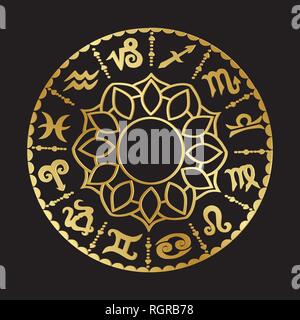 Oroscopo segni, mandala Illustrazione Vettoriale