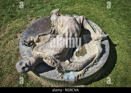 Scultura in bronzo raffigurante il emaciata figura di un immigrato irlandese dal 1847 Grande Carestia, Irlanda Park, Toronto, Ontario, Canada Foto Stock