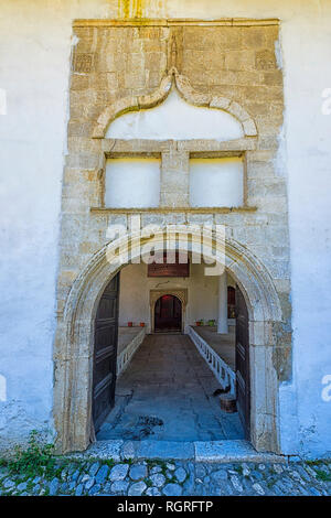 Re della moschea, ingresso, Berat Città, Albania Foto Stock