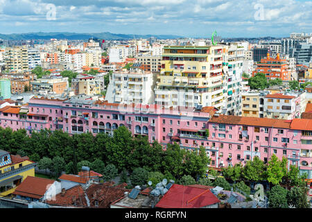 Vista di Tirana, Tirana, Albania Foto Stock