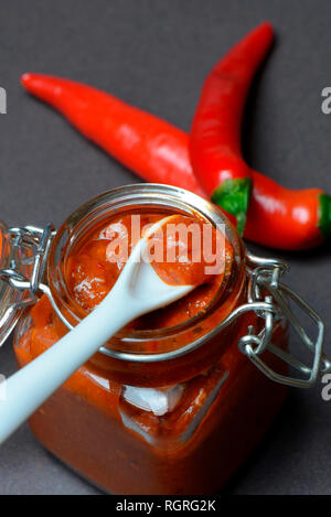 Harissa, Gewuerzpaste aus Chili Foto Stock