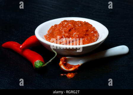 Harissa, Gewuerzpaste aus Chili Foto Stock