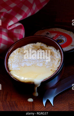 Franzoesischer Weichkaese in Tontopf, Saint-Marcellin, Frankreich Foto Stock