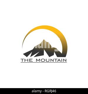 Montagna logo grafici vettoriali, isolati su sfondo bianco. Illustrazione Vettoriale