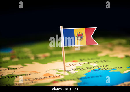 La Moldavia marcati con un contrassegno sulla mappa Foto Stock
