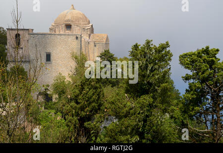 Il medievale castello normanno di Erice, vicino Trapani, Sicilia (Italia) Foto Stock