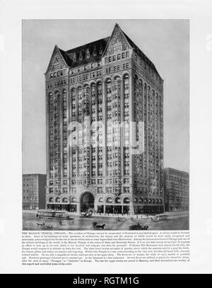 Il tempio massonico, Chicago, Illinois, Stati Uniti, antichi fotografia americana, 1893 Foto Stock