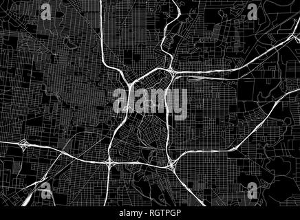 Mappa nero del centro cittadino di San Antonio, U.S.A. Questo vettore artmap è creato come uno sfondo decorativo o di un unico segno di viaggio. Illustrazione Vettoriale