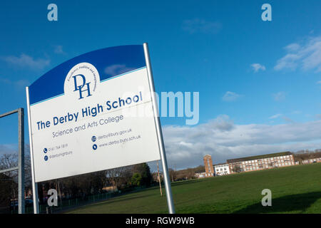 Derby di alta scuola in Bury, Lancashire. Foto Stock