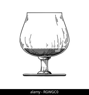 Snifter con il Cognac. Illustrazione Vettoriale su sfondo bianco. Illustrazione Vettoriale