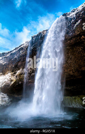 Cascata Seljalandsfoss in Islanda Foto Stock