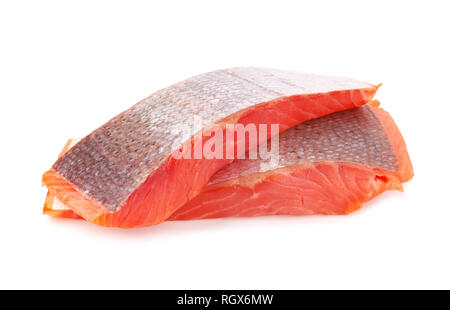 Filetto di salmone isolati su sfondo bianco Foto Stock