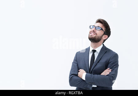 La cova bello ragazzo alzato la sua testa in alto Foto Stock
