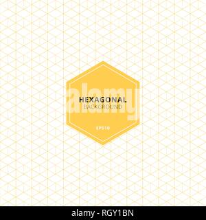 Abstract esagoni giallo pattern su sfondo bianco. 3D bordo geometrico e linee. Illustrazione Vettoriale Illustrazione Vettoriale