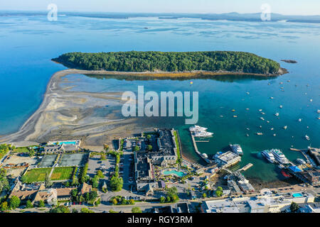 Bar isola ponte di terra, Bar Island, Bar Harbor, Maine, Stati Uniti d'America Foto Stock
