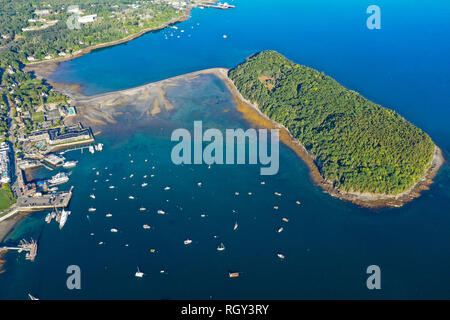 Bar isola ponte di terra, Bar Island, Bar Harbor, Maine, Stati Uniti d'America Foto Stock