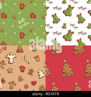 Gingerbread cookies seamless pattern . Buon Natale. illustrazione vettoriale Illustrazione Vettoriale