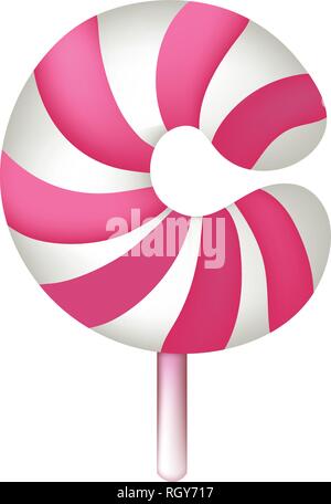 Mint hard candy cane vettore collezione alfabeto striped in colori di Natale. La lettera C. Illustrazione Vettoriale