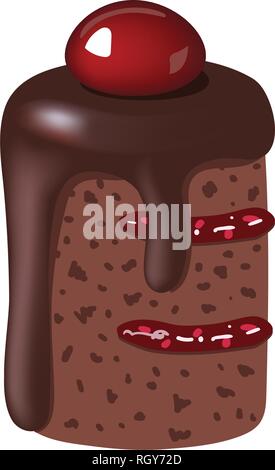 Torta realistico font vettoriali. Deliziosa lettera E Illustrazione Vettoriale