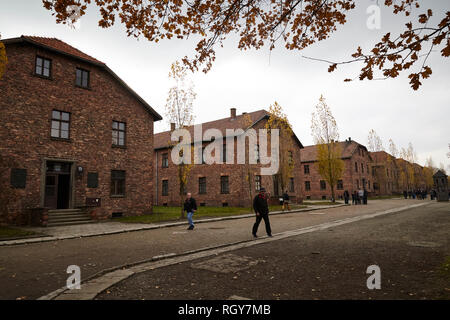 Auschwitz. La Polonia-11-dicembre, 2015: all'interno dell'inferno di Auschwitz e Birkenau concentrazioni camp. Foto Stock